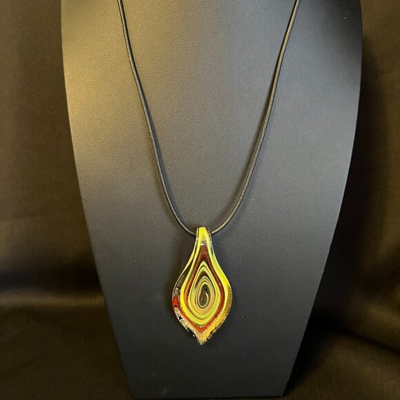 Hand Crafted Jewelry - Lampwork & Dichroic Glass Teardrop Pendant
